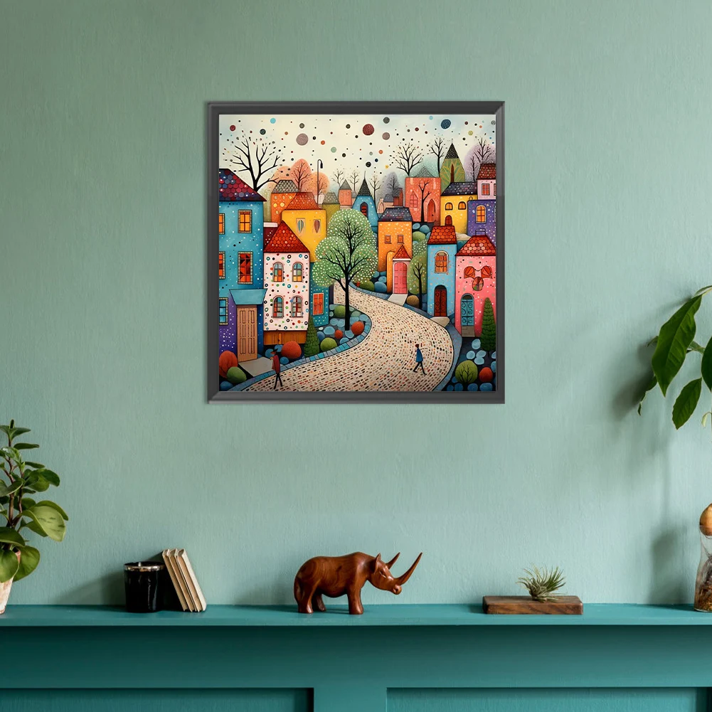 5D DIY Full Round Drill Diamond Painting Colorful House Home Decor Art Craft
