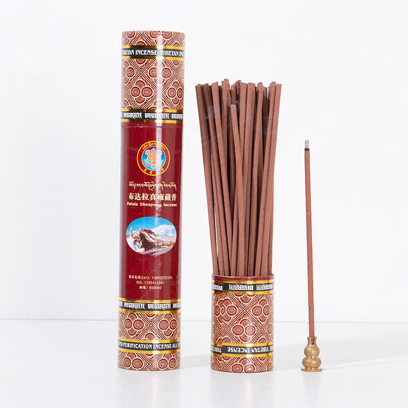 Incienso Tibetano Natural 27 Varillas - Sin Varilla Bambú - Para Meditación Y Relajación - Con Soporte Madera