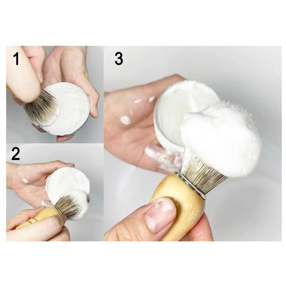 Shaving Soap Bar Shaving Brush Set 2pcs Mint Scented Men's Shaving Soap Badger Hair Beard Brush Gentle Natural Handmade Skin Care