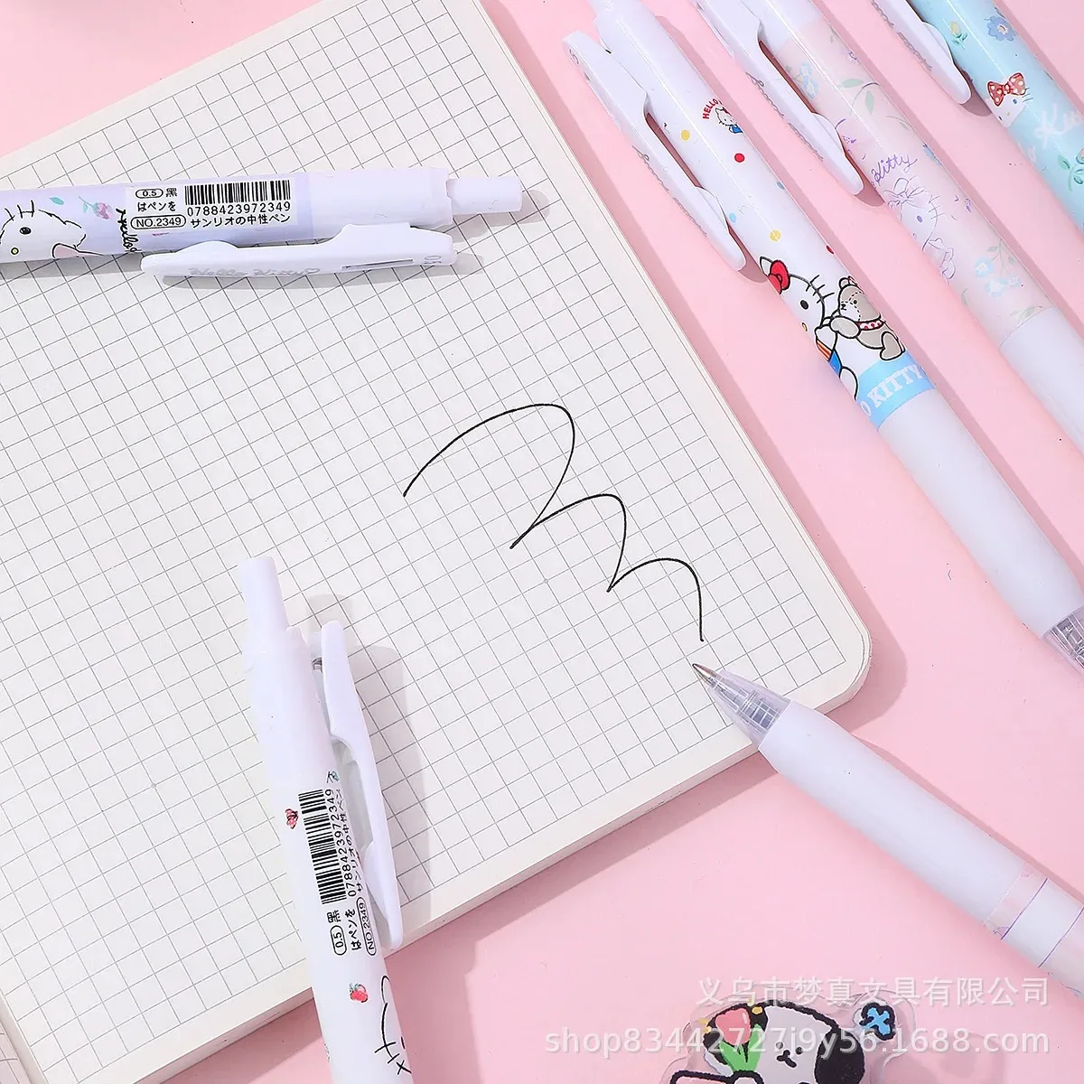 6pcs/lot Sanrio Hello Kitty Gel Pens Kawaii Stationery Black Signature Pen Writing Tools School Office Supplies Toys Gifts