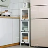 GY Modern Kitchen Cabinet Floor Slit Shelf Locker Multilayer Microwave Oven Storage Cabinet with Flip Door home furniture 4