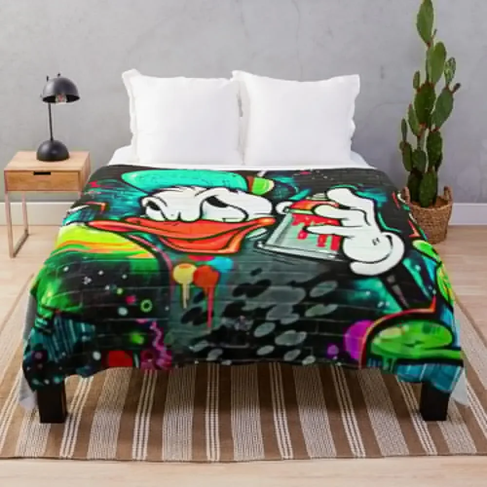 

Vintage Cartoon Graffiti Throw Blanket wednesday Soft Plaid anime Blankets