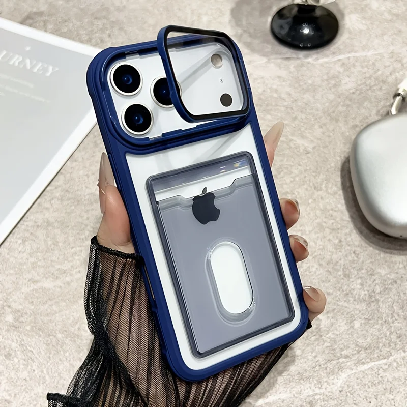 Luxury Clear Wallet Case with Card Holder and Foldable Stand - Shockproof Design