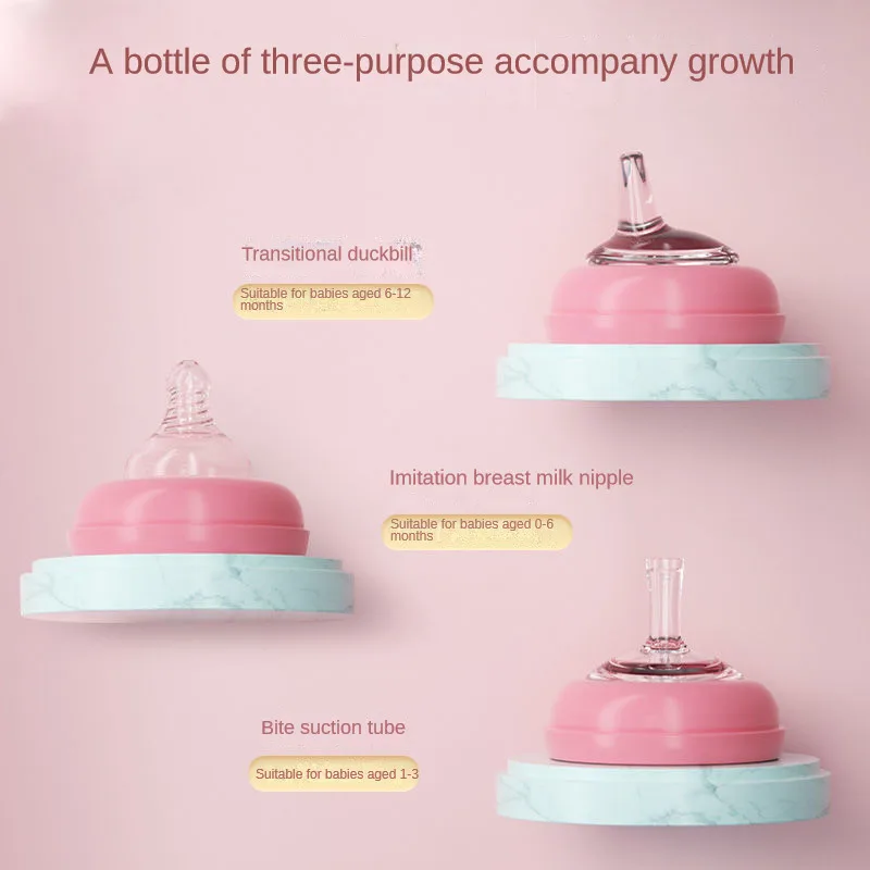 330ml Baby Nipple Bottle Straw Bottle Newborn PP Feeding Kids Boys Girls Anti-choking Bottles Silicone Nipple