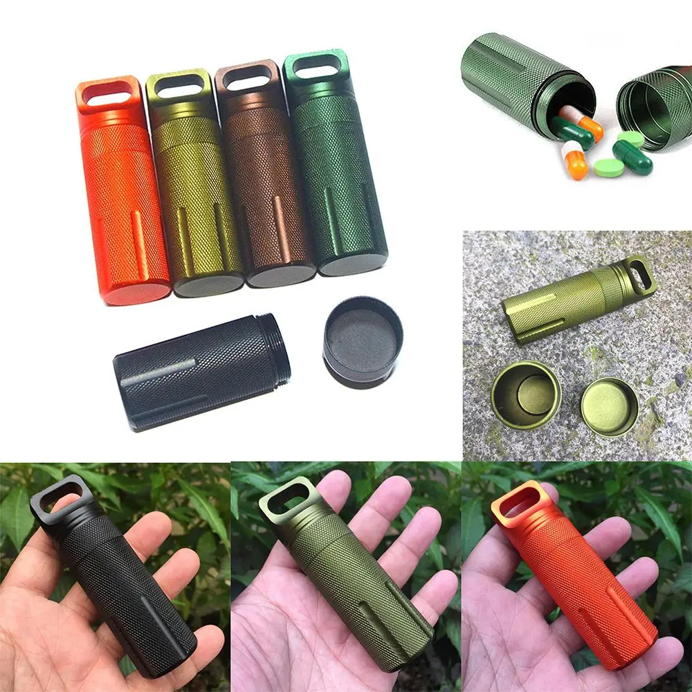 Outdoor Capsule Holder Storage Container Aluminum EDC Survival Kit Waterproof Seal Bottle Capsule/Pill  Airtight Case
