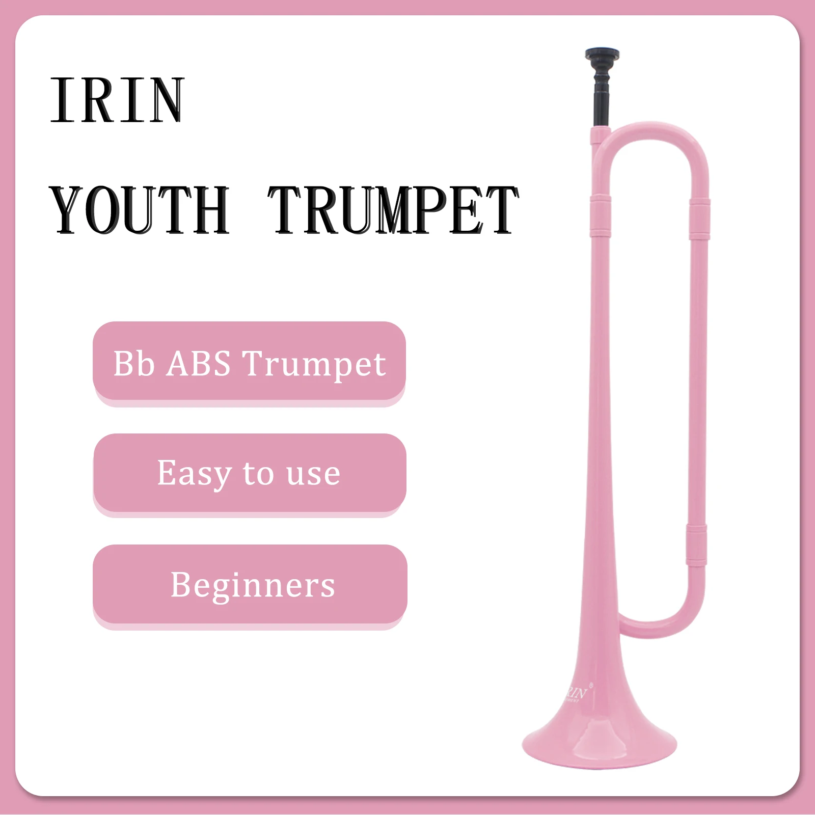 IRIN Bb Youth Trumpet ABS Pink Young Pioneers Bugle Call Student Horn Kid Performance Beginner for Brass Musical Instrument