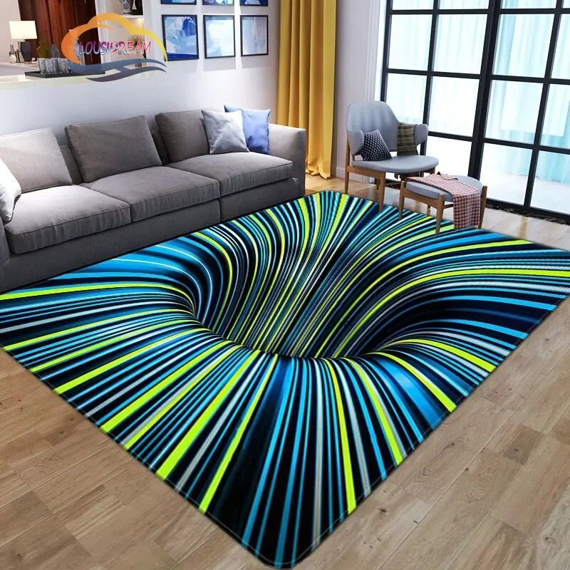 

Geometry Carpet Living Room Sofa 3D Visual Vortex Bedroom Large Area Creative Floor Mat