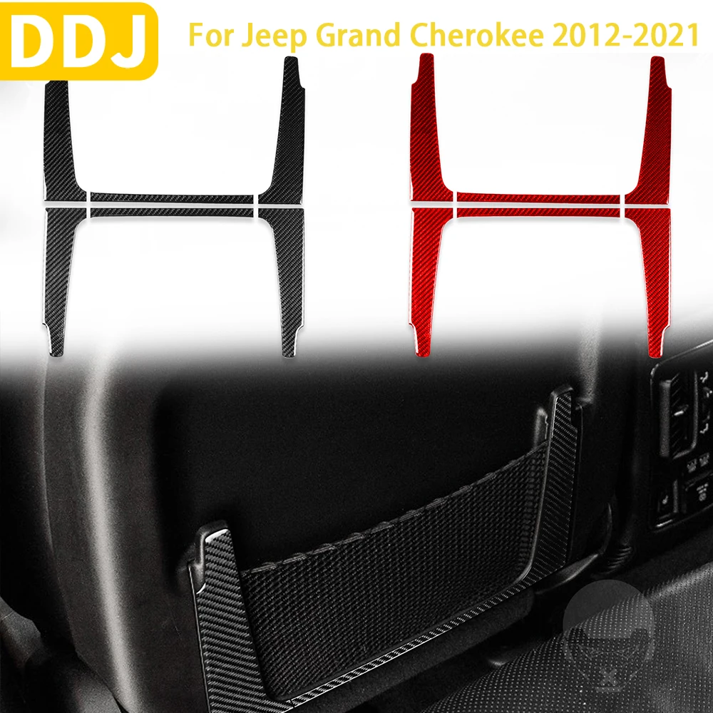 

For Jeep Grand Cherokee 2012-2021 Accessories Carbon Fiber Car Interior Rear Seat Storage Panel Trim Sticker Decoration