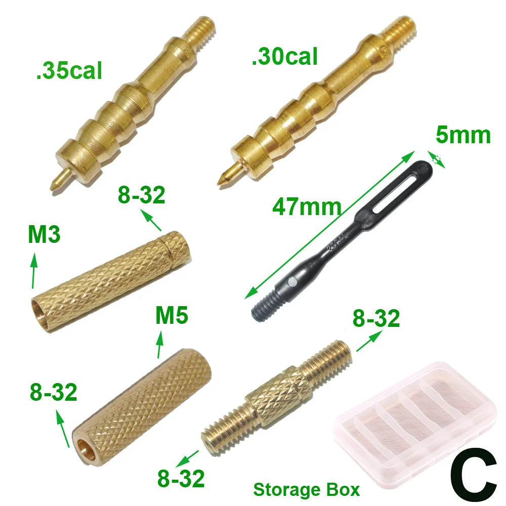 그린 월드 건 청소 브러시 ??키트, 솔리드 브래스 스피어 포인트 재그, 슬롯형 패치 루프 어댑터 세트