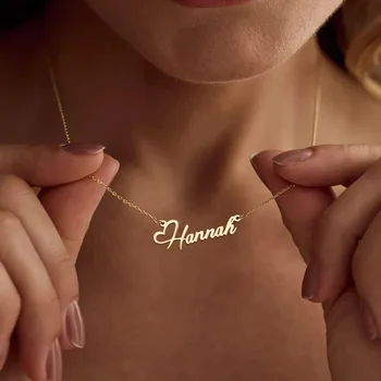 Custom Name Heart Necklace For Women Personalized Dainty Minimalism Jewelry in 18k Gold-Plating Kids Birthday Gift for Her 1