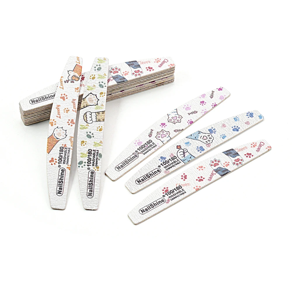 

20 Pcs/Lot Reuse Sandpaper Nail File Product Half Moon Dog Paw Nails File Tools Grit 100/180 For Professional/Personal/Nail Shop