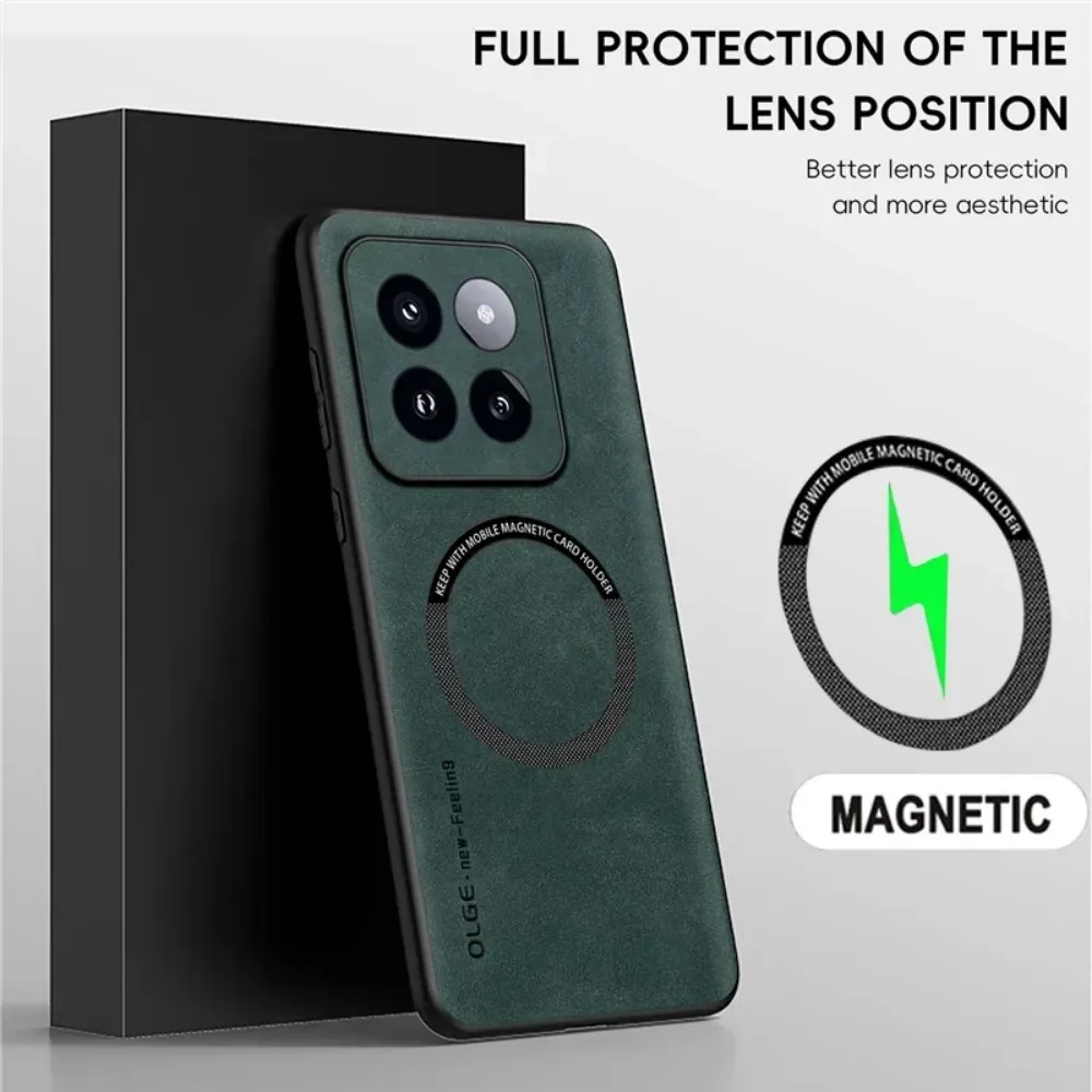 Premium OLGE Magnetic Leather Magsafe Phone Case Cover