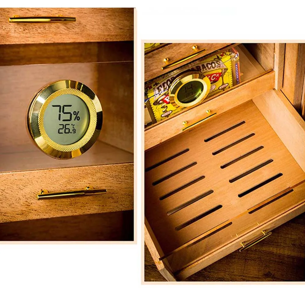 Small Cigar Cabinet Perspective Window Cedar Wood Cigar Cabinet Display Moisturizing Box Cooler Gabinete