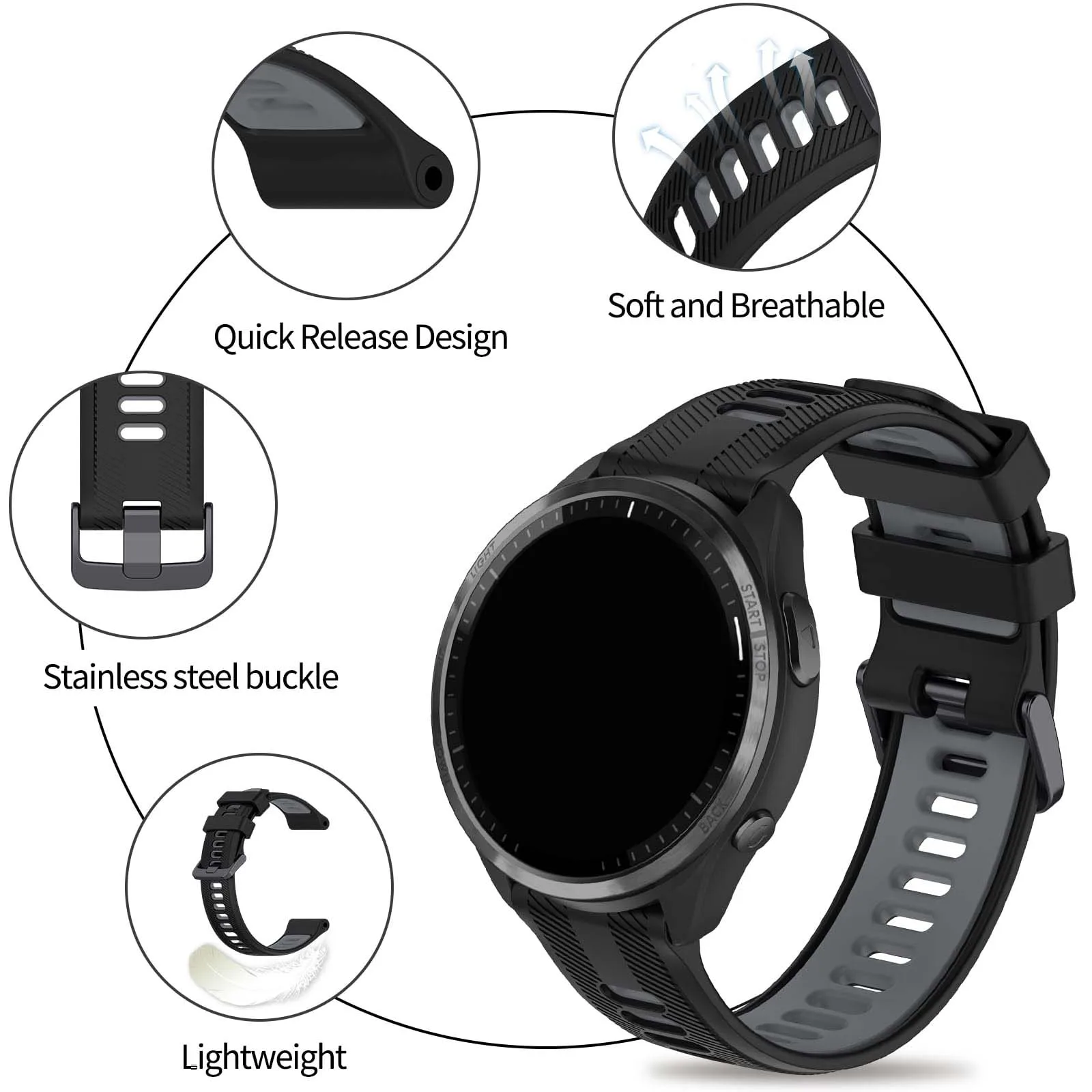 Sport Silicone Strap - 22mm Watchband Accessory