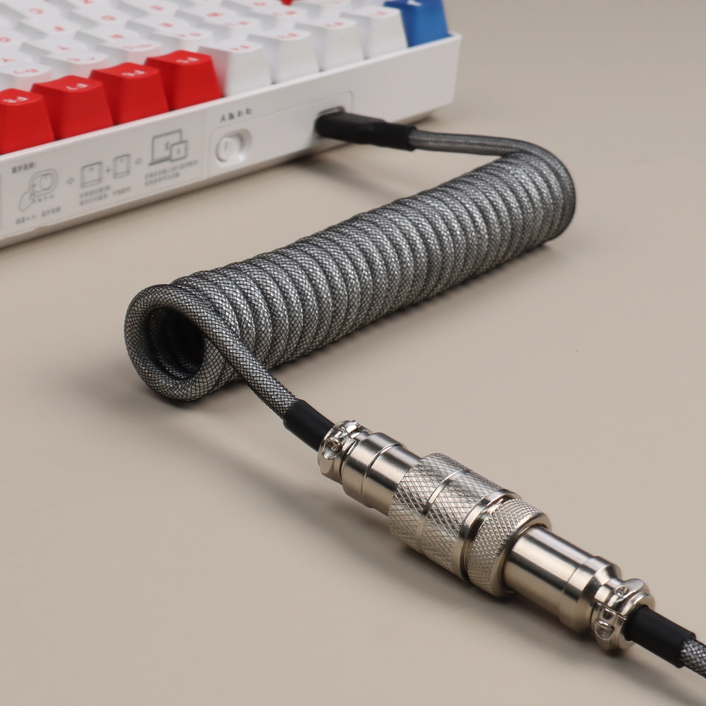 Mecanico Aviador e Teclado Usb c Cabo Enrolado Fio Conector Gx16 Transmissão de Dados Ultra Alta Velocidade Acessórios pc - Imagem 6