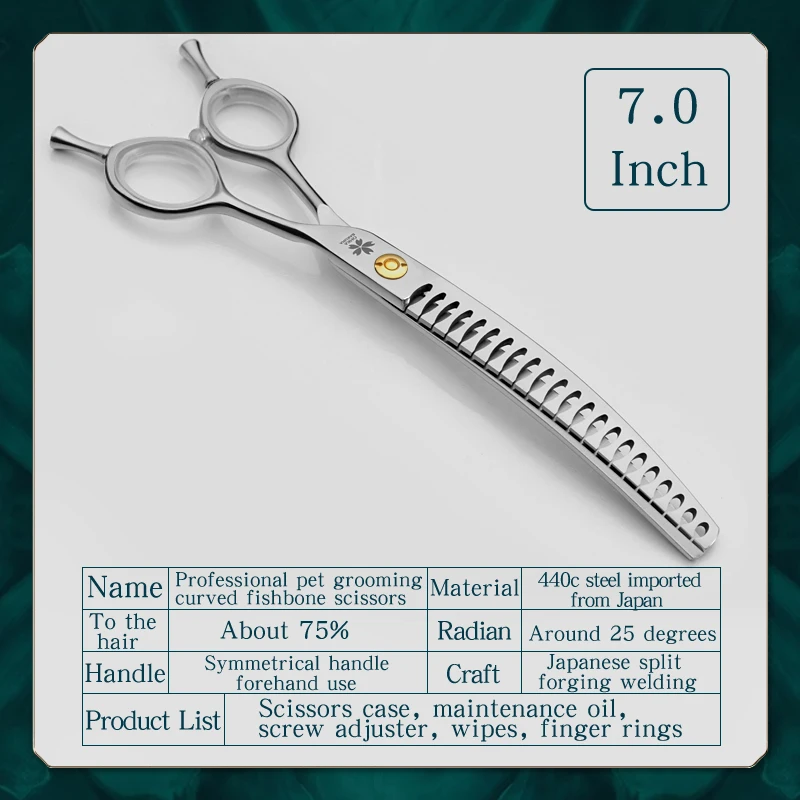 Refinement Curved Fish Bone Pet Grooming Thinning Scissors 7inch Curved Fish Bone Scissors Dog Trimming Shears Pet Styling Tools