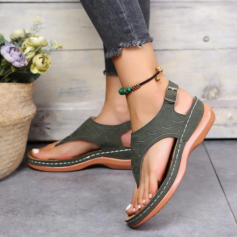 

Beach Sandals Stylish Summer Wedges Vintage Adjustable Buckle Sandals for Beach Roman Sandals Beach Shoes
