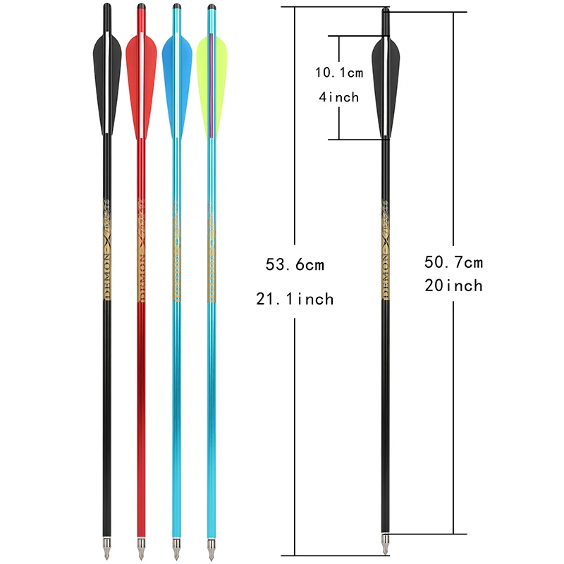 Premium Aluminum Crossbow Bolts - High Strength Arrows with 4 Feathers