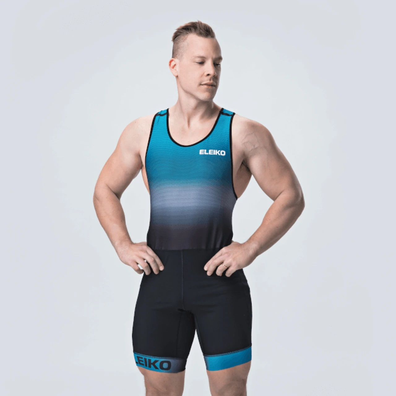 Men's Sleeveless Wrestling Vest Suit Powerlifting Jumpsuit Gym Sport Run Speedsuit Tights
