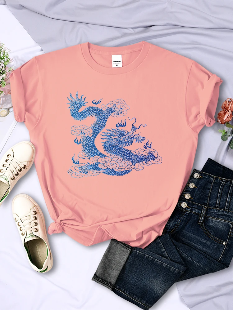 Awesome Japanese Dragon print Female Tshirt New Home Manga Tshirts Cartoon Loose Tee Shirt Fashion Summer Brand women's Tshirt