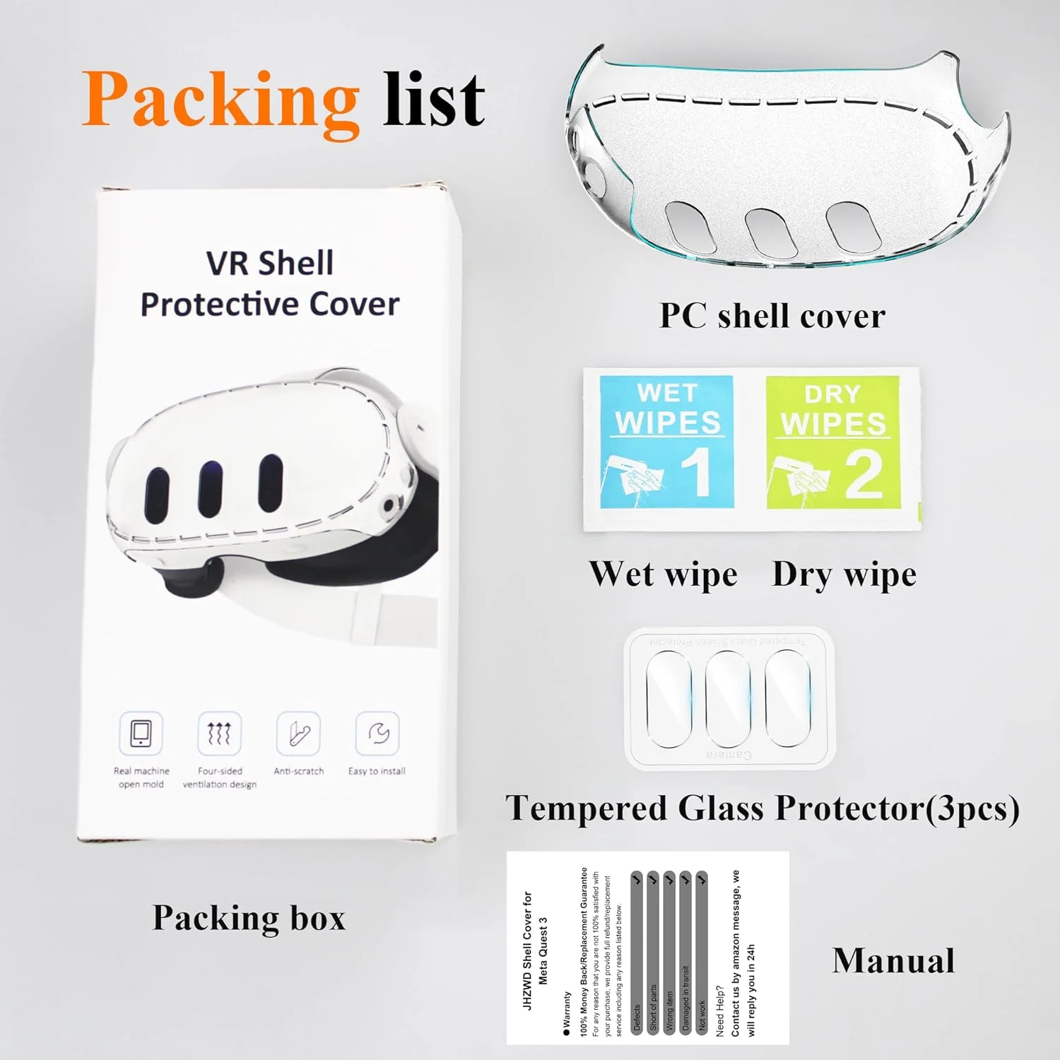 VR Lens Protection Kit for Meta Quest 3 VR Helmet Protective Film + Headset Cover Scratch Proof for Oculus Quest 3 Accessories