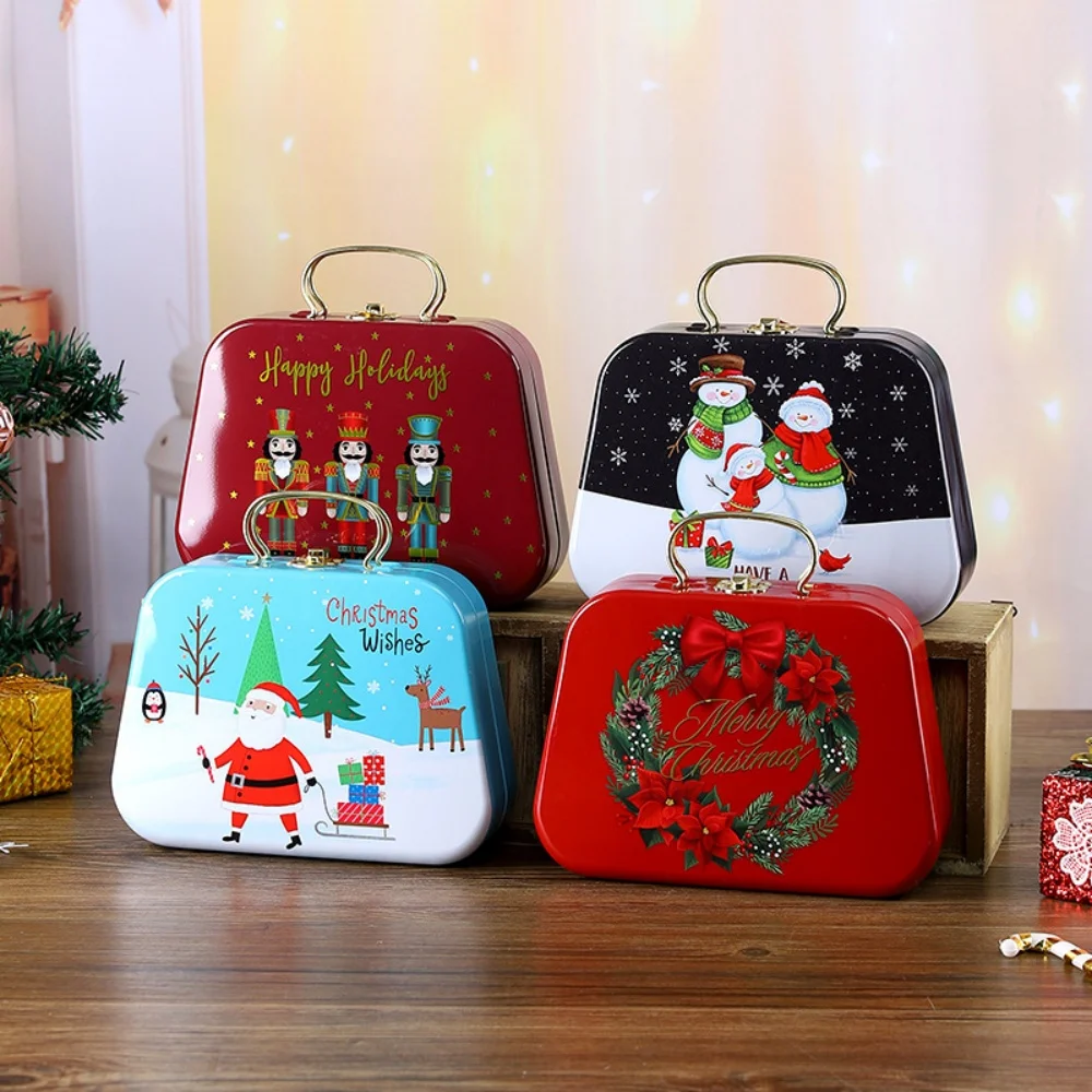 Metal Gift Box Recyclable Large Suitcase Candy Box Chocolate Storage Containers Large Christmas Tin Candy Box For Storage Xmas