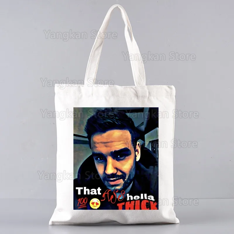 Liam Payne Canvas Shopping Bags Print Tote Bag Eco Reusable Shopper Canvas Shoulder Large Handbag Sundries Bags