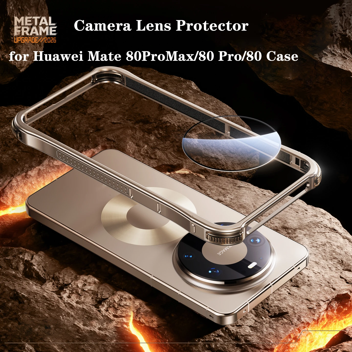 Eary Aluminum Bumper Phone Case with Camera Lens Protector - Shockproof Cover