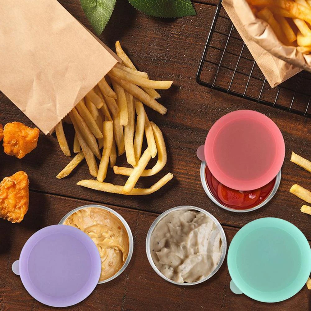 Stainless Steel Sauce Containers With Silicone Lids Reusable Leak proof