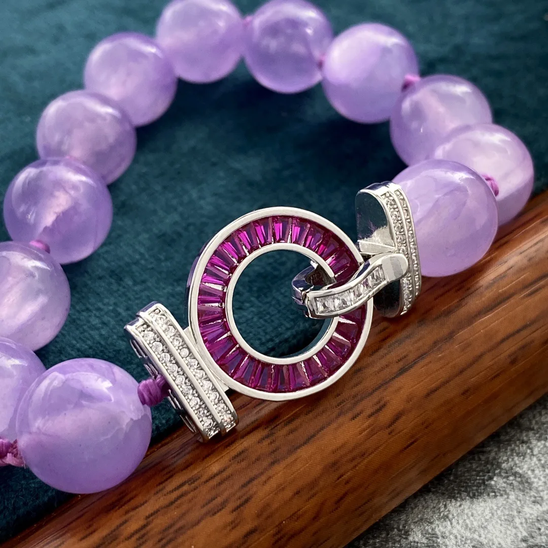 New Chinese nine purple fire natural lavender amethyst 12MM bead necklace