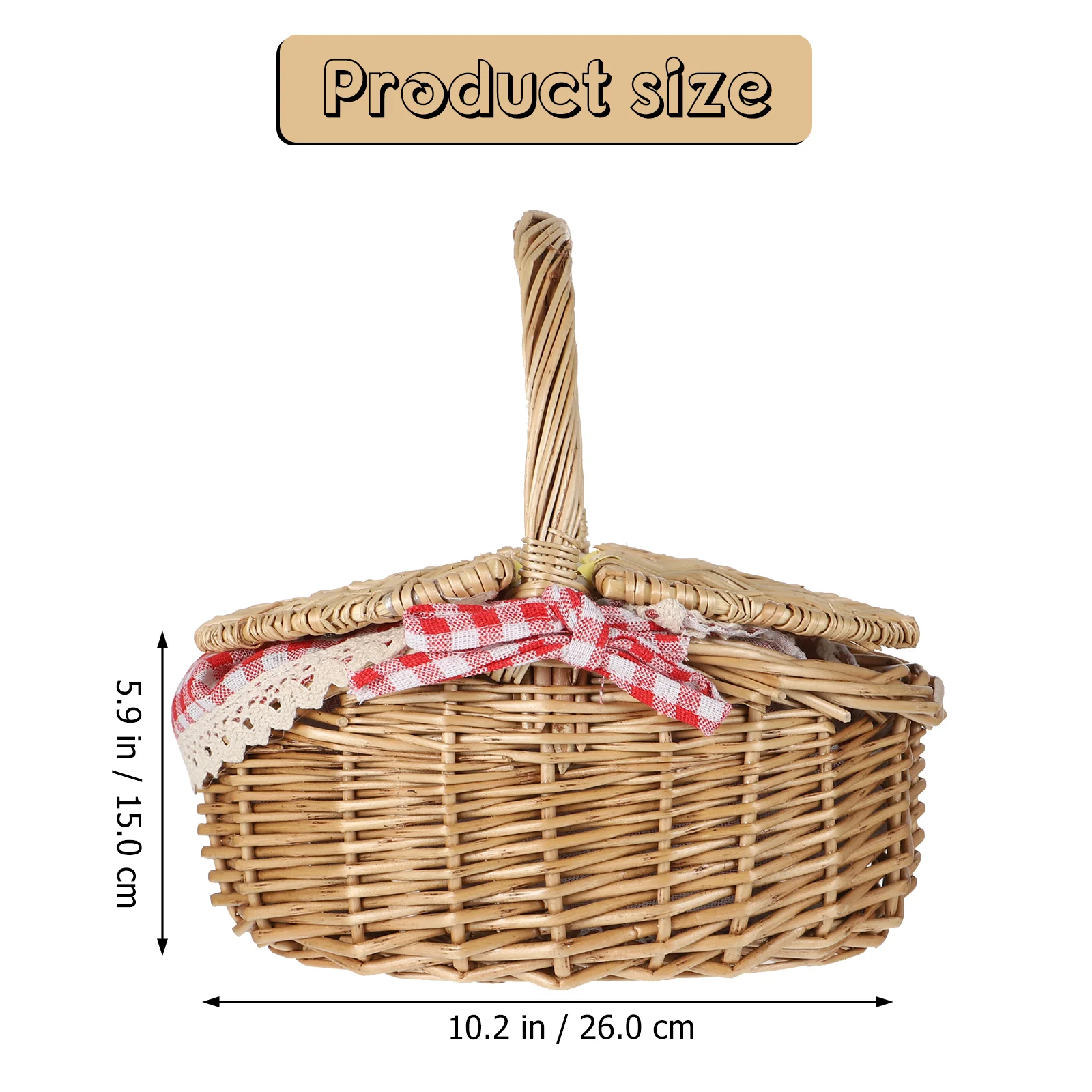 Handwoven Rattan Picnic Basket Storage Baskets Wicker Weaving Basket Bread Tray Fruit Basket Vegetable Basket Home Storage 6
