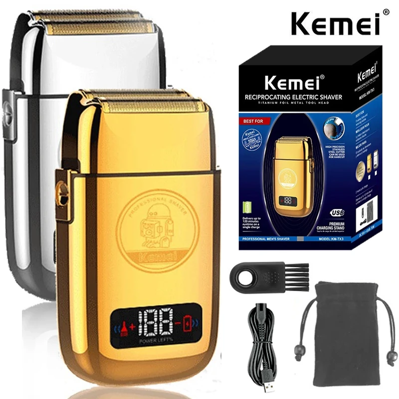 Kemei Tx3 Metal Housing Rechargeable Electric Shaver For Men Hair Beard