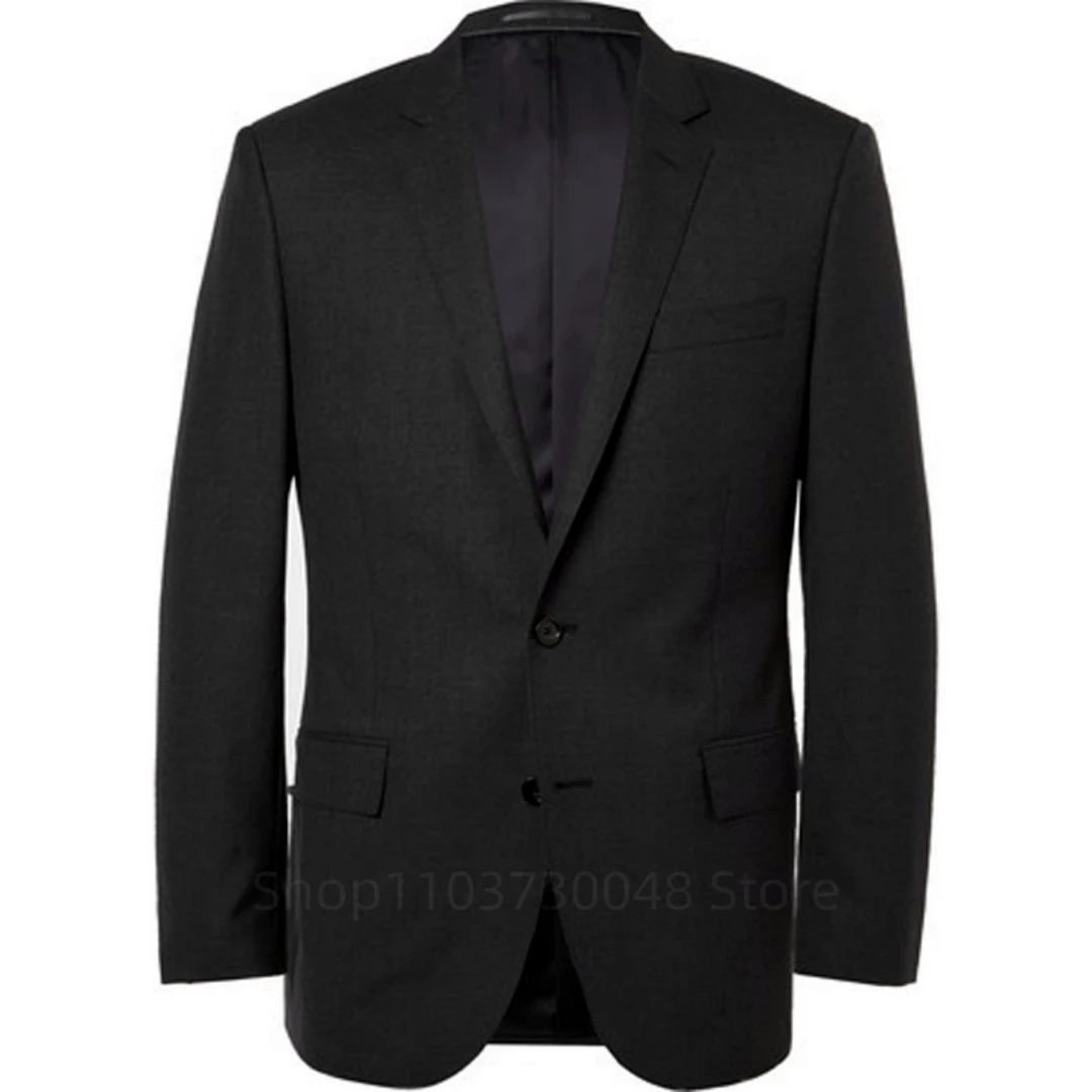 Gray/Black Wedding Men Suits Blazer Business Groom Wear Tuxedo Jacket Formal Costume Homme Party Prom Double Breasted Coat