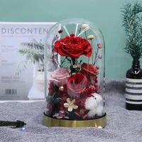 15*30cm Light Wire Lumious Metal Base Glass Dome Vase Home Decoration Transparent Cover DIY Friend Gift Wedding Live Prop 1