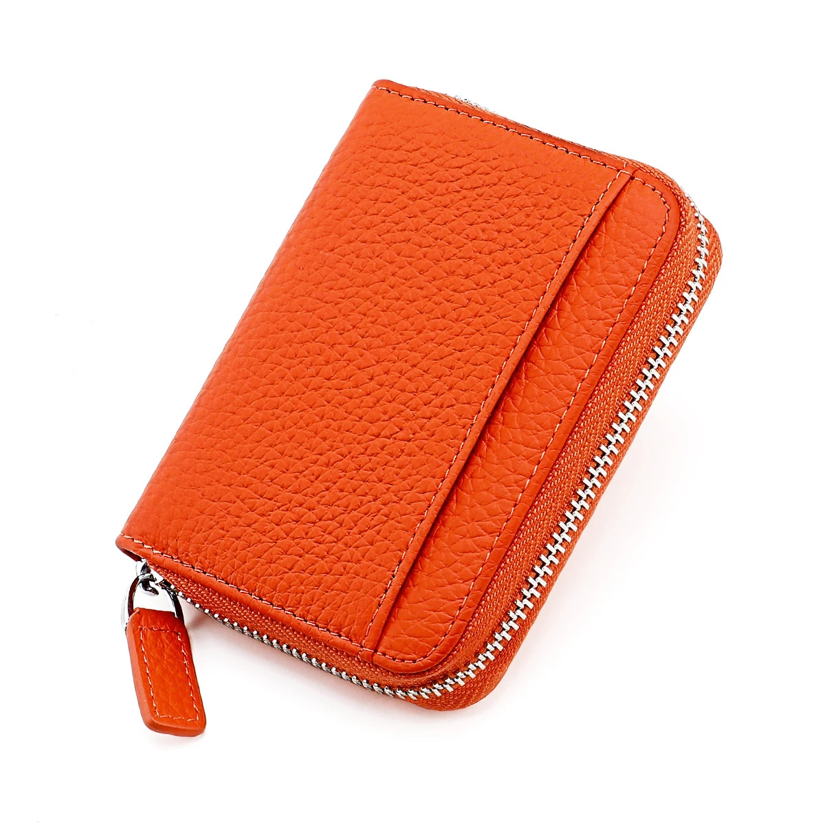 Leather RFID Card Holder Luxury Women's Zipper Card Wallet Change Pouch