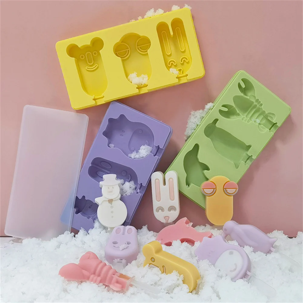 

Covered Ice Cream Silicone Mold Cartoon Ice Cream Popsicle Silicone Grinder Popsicle Mold Maker Color Random