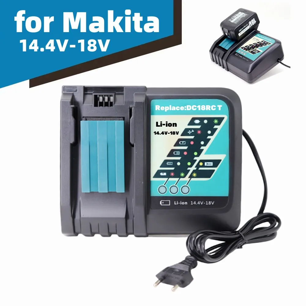 LabTEC 18V 5Ah Batería de Repuesto para Makita BL1850 con Cargador DC18RC 14.4V/18V Batería, Set de Carga para Makita BL1815 BL1830 BL1840 194204-5 194205-3 30-4. DC18RA DC18SF