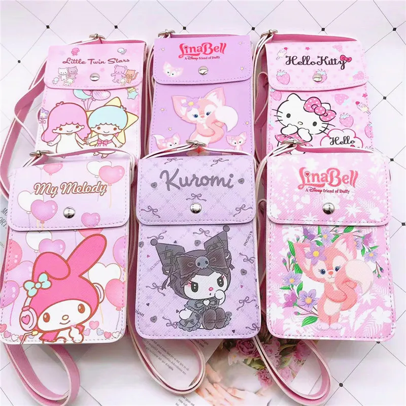 

Kawaii HelloKitty Shoulder Bag Sanrio Mymelody Kuromi Cartoon Student Printed Handbag Cute Girl Mobile Phone Storage Bag