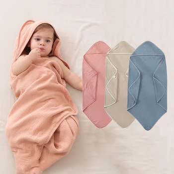 Garza di cotone Accappatoio per bambini Asciugamano da bagno con cappuccio Nuoto Doccia Morbide coperte per fasciatoio per neonato Coperta per neonato 1