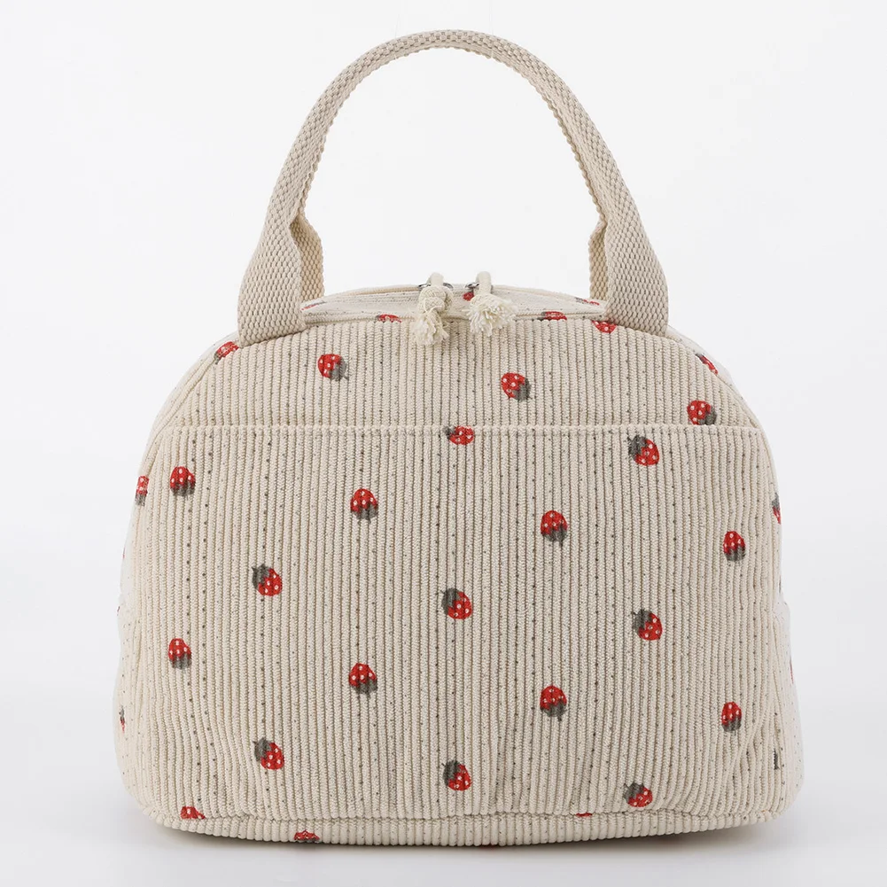 Corduroy Insulated Lunch Bag for Women and Kids