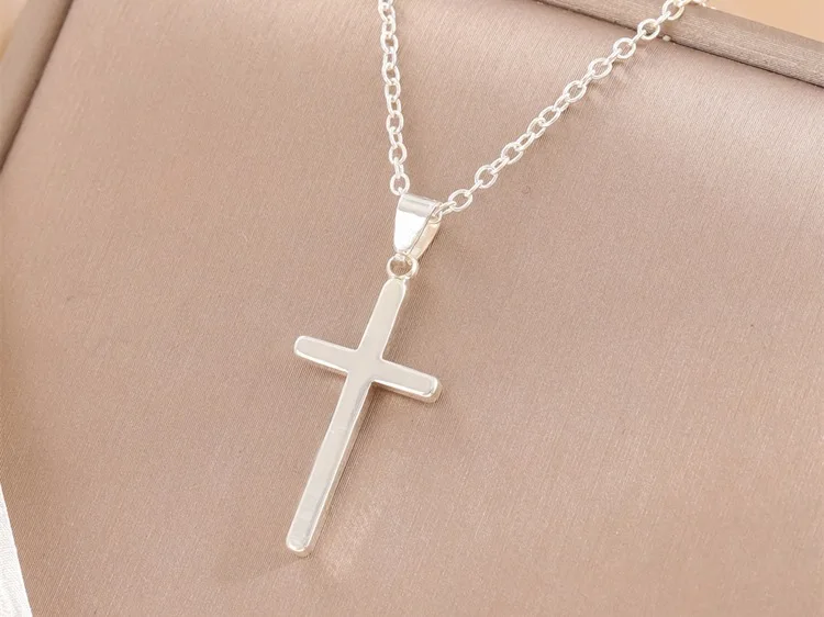 Modische glatte Gebetsketten aus 925er-Sterlingsilber mit einfachem Kreuz-Anhänger XL086 – Detail 2