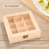 Wooden Tea Bag Jewelry Organizer Chest Storage Box 9 Compartments Tea Box Organizer Wood Sugar Packet Container 5