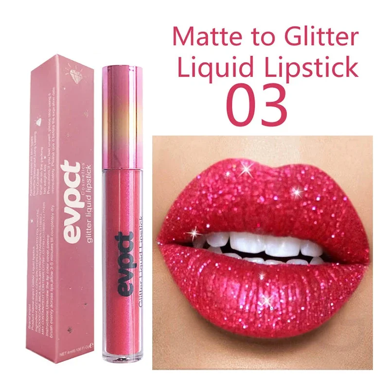 Waterproof Diamond Lip Gloss Sexy Shimmer Matte Glitter Liquid Lipstick Long Lasting Moisturizing Lipgloss Lip Makeup 15 Colors