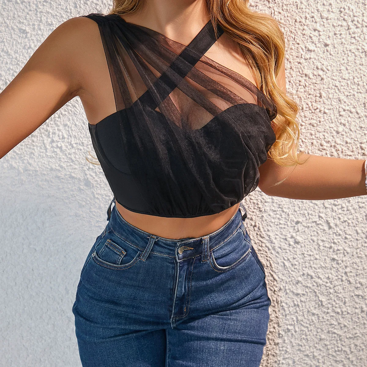 

Womens Sexy Lace Spaghetti Strap Corset Crop Top Y2K Summer See Through Mesh Vintage Boned Corset Party Bustier Cami Tops