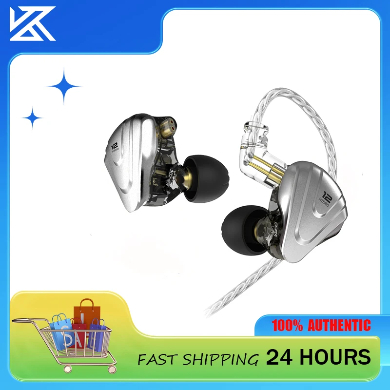 KZ ZSX Terminator Fones de ouvido híbridos IEM 5BA + 1DD HiFi com cancelamento de ruído e construção de metal