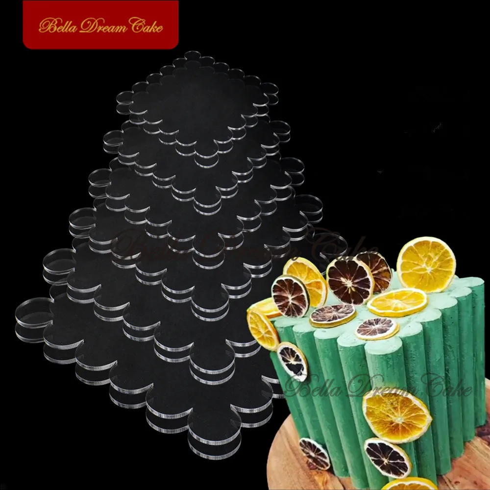 2pcssetFlowerSquareAcrylicCakeDiscsButtercreamSmoothingCake