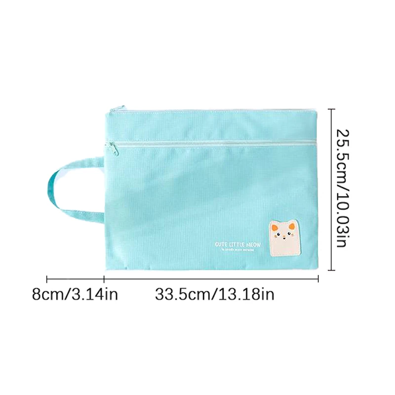 A4 File Bags Cute Cartoon Print-File Organizer Double Layer Zipper Document Bags Stationery Storage Bag School Supplies