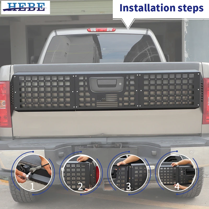 HEBE 자동차 트렁크 테일게이트 확장 가드 스토리지 랙 장식 선반 쉐보레 실버라도 2007-2013 액세서리용