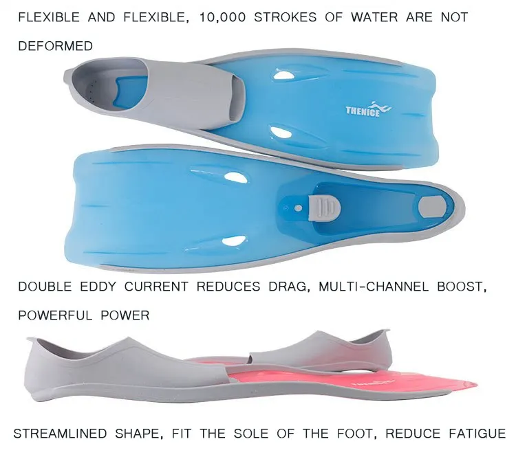 Adult Flexible Comfort Long Diving Fins Flippers Snorkeling Fins Silicone Swimming Fins For Adults
