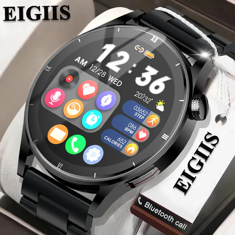

EIGIIS Smart Watch Men Women Bluetooth Call 1.32'' HD Screen Heart Rate Blood Oxygen Monitor Dial Answer Call Smartwatch For men